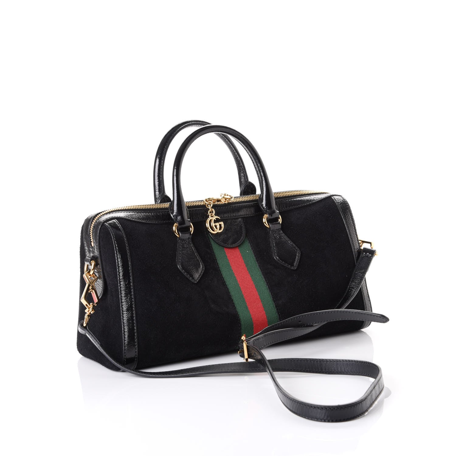 Gucci Suede Patent GG Web Medium Ophidia Boston Black 2 of 8