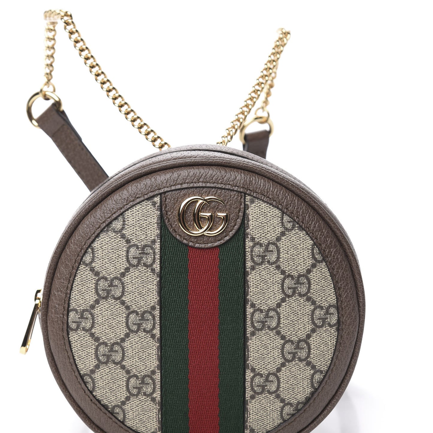 GG Supreme Monogram Web Mini Ophidia Round Backpack Brown
