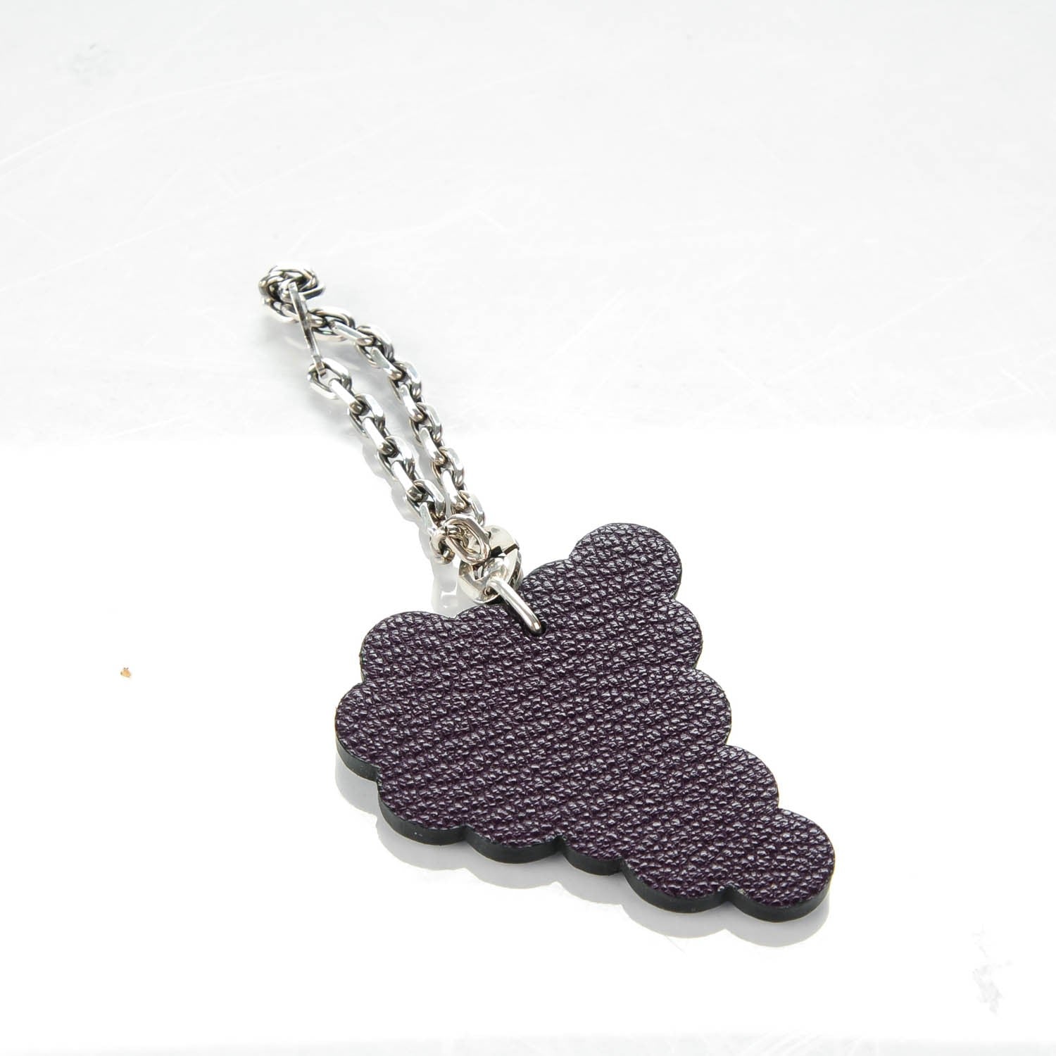 Hermes Chevre Mysore Grape Key Chain Bag Charm Raisin 3 of 5