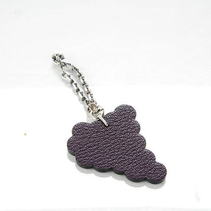 Hermes Chevre Mysore Grape Key Chain Bag Charm Raisin 3 of 5