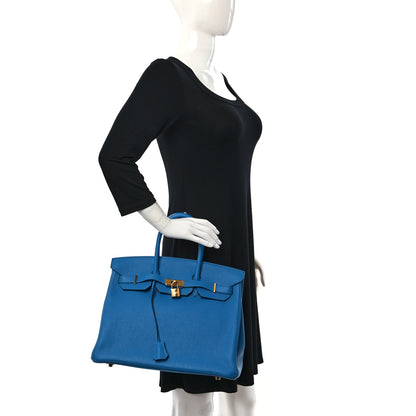 Hermes Taurillon Clemence BIRKIN 35 Bleu Zanzibar 2 of 8