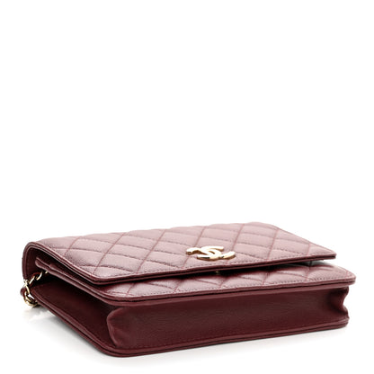 Chanel Caviar Quilted Studded CC Wallet On Chain WOC Burgundy 4 of 12