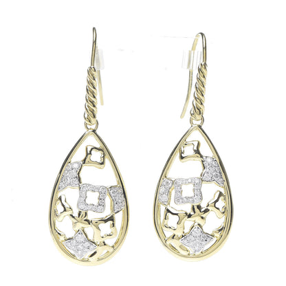 David Yurman 18K Yellow Gold Diamond Quatrefoil Drop Earrings 1 of 4