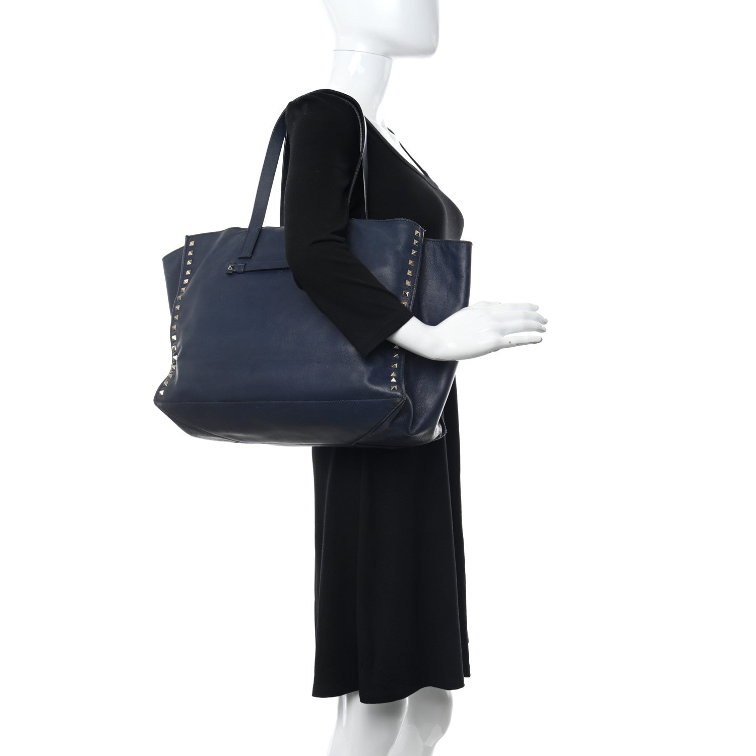 Valentino Garavani Nappa Medium Rockstud Soft Tote Marine 2 of 20