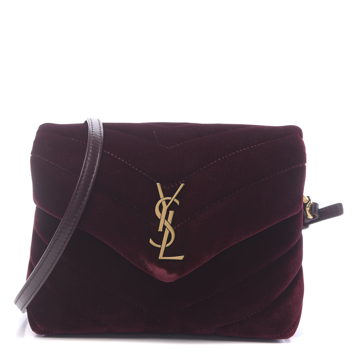 Velvet Y Quilted Monogram Toy Loulou Crossbody Bag French Burgundy