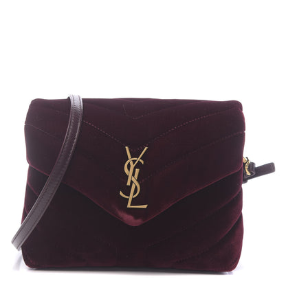 Saint Laurent Velvet Y Quilted Monogram Toy Loulou Crossbody Bag French Burgundy 1 of 10