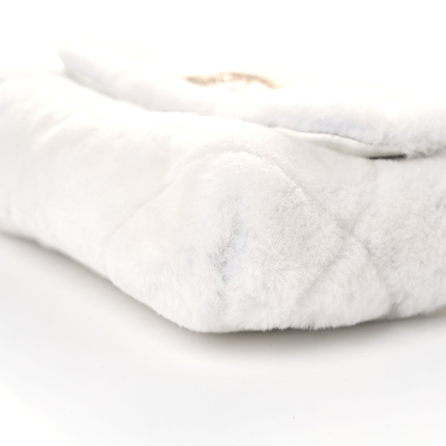 Shearling Lambskin Crystal Strass Flap White