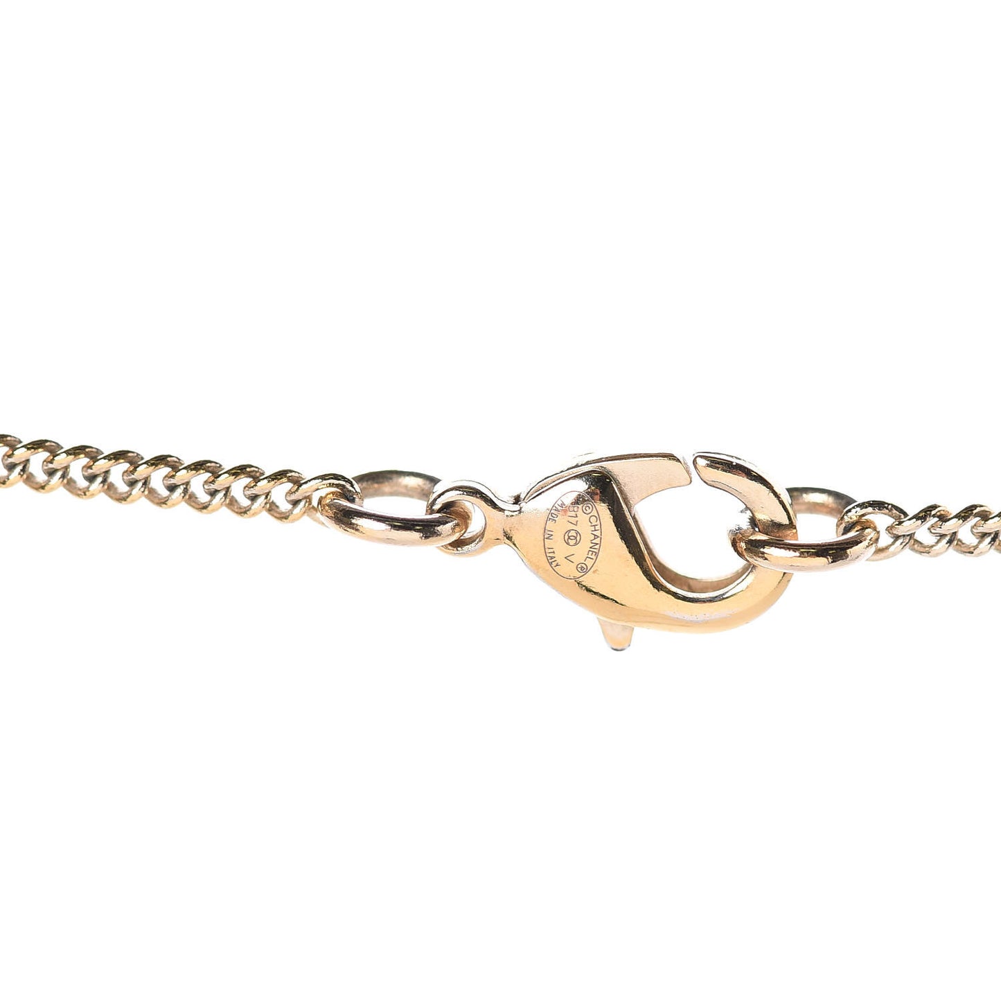 Baguette Crystal Quilted CC Pendant Necklace Gold