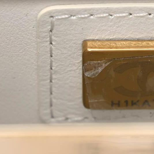 Calfskin Quilted Flat Handle Bag White