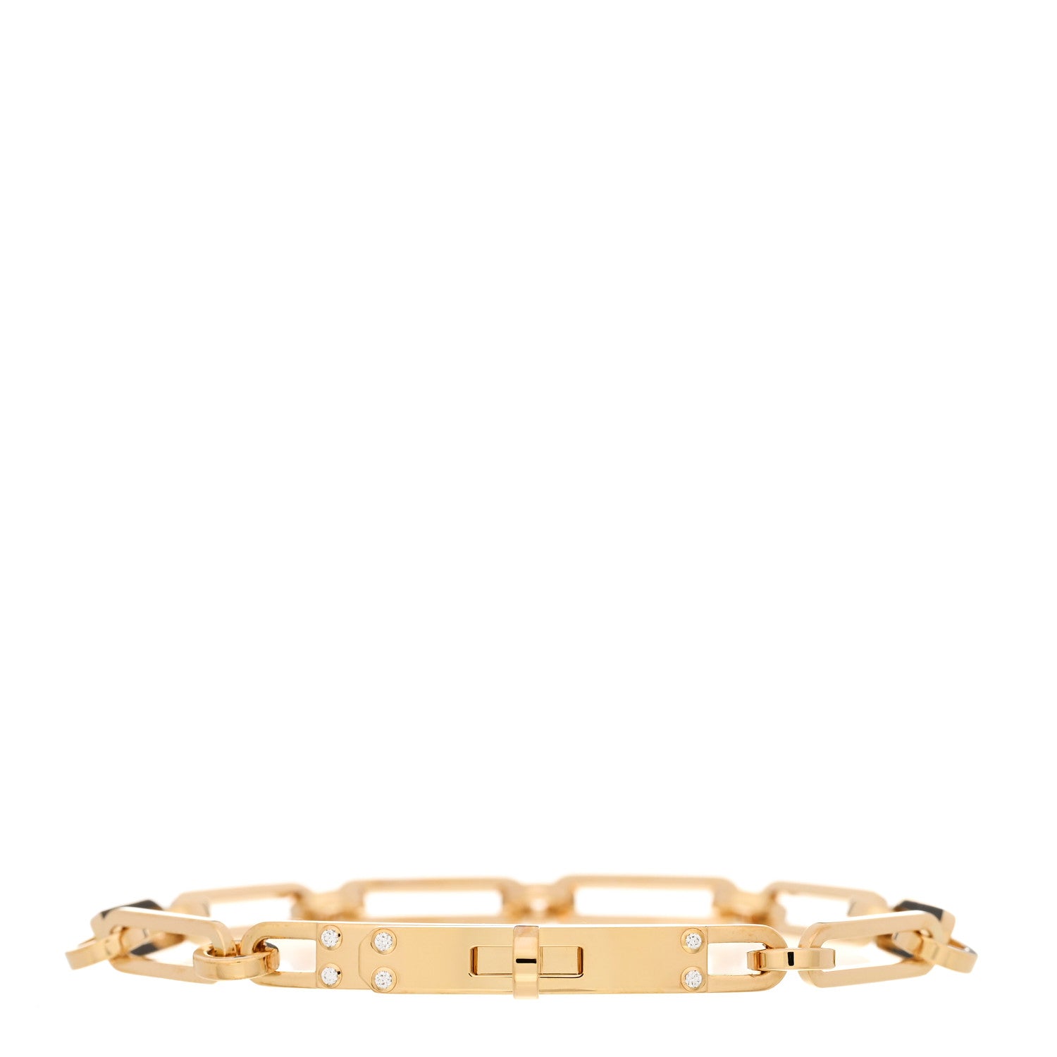 Hermes 18K Yellow Gold Diamond PM Kelly Chaine Bracelet SH 1 of 4