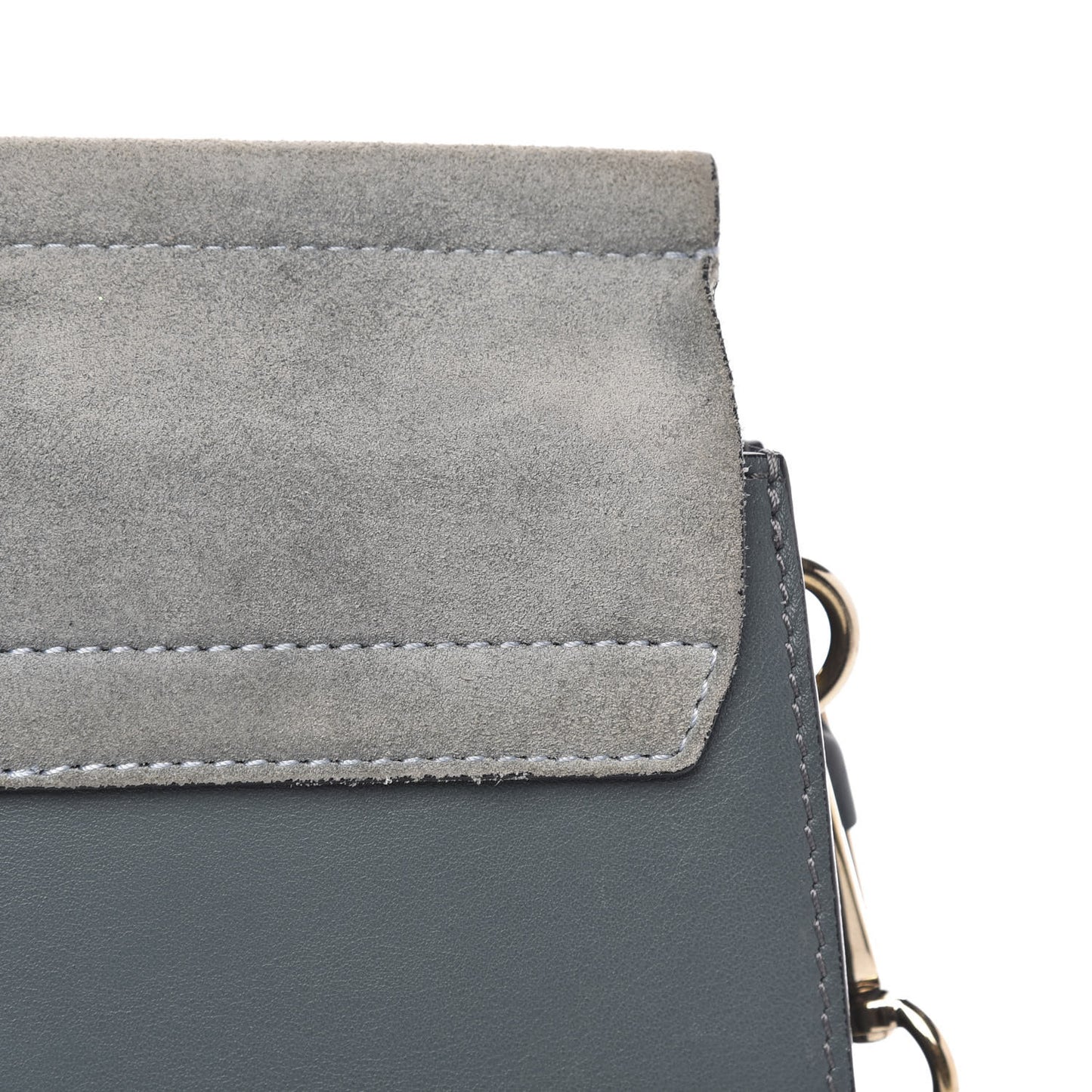 Suede Calfskin Medium Faye Shoulder Bag Cloudy Blue