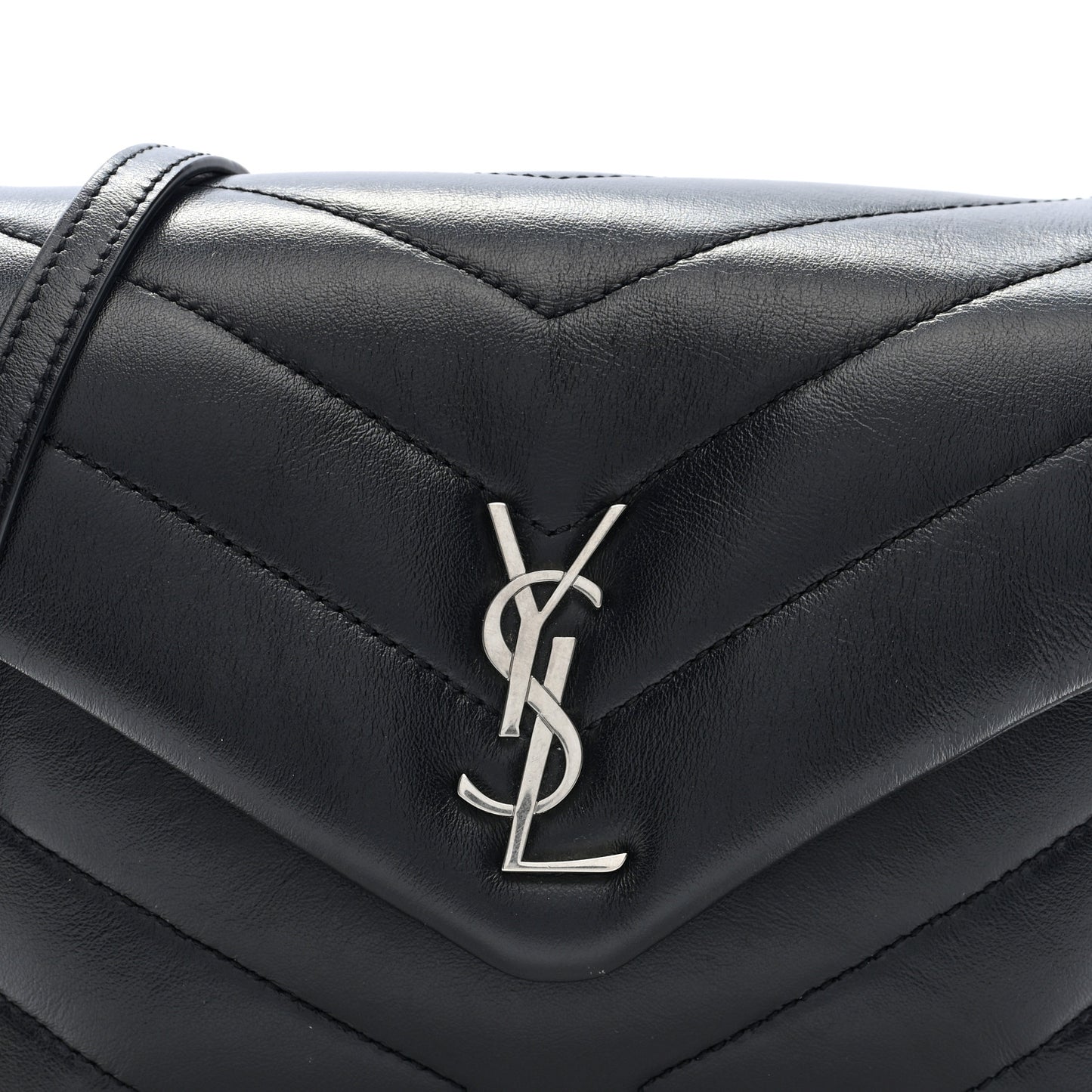 Calfskin Y Quilted Monogram Toy Loulou Crossbody Bag Black