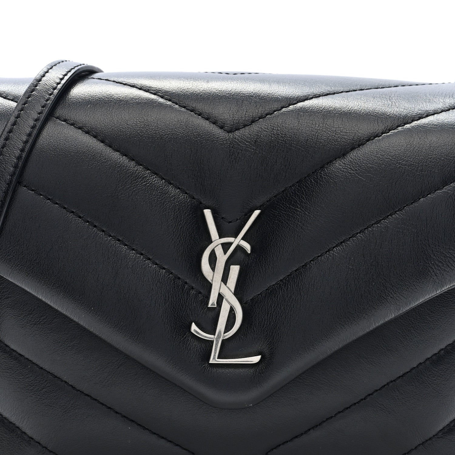 Saint Laurent Calfskin Y Quilted Monogram Toy Loulou Crossbody Bag Black 7 of 9