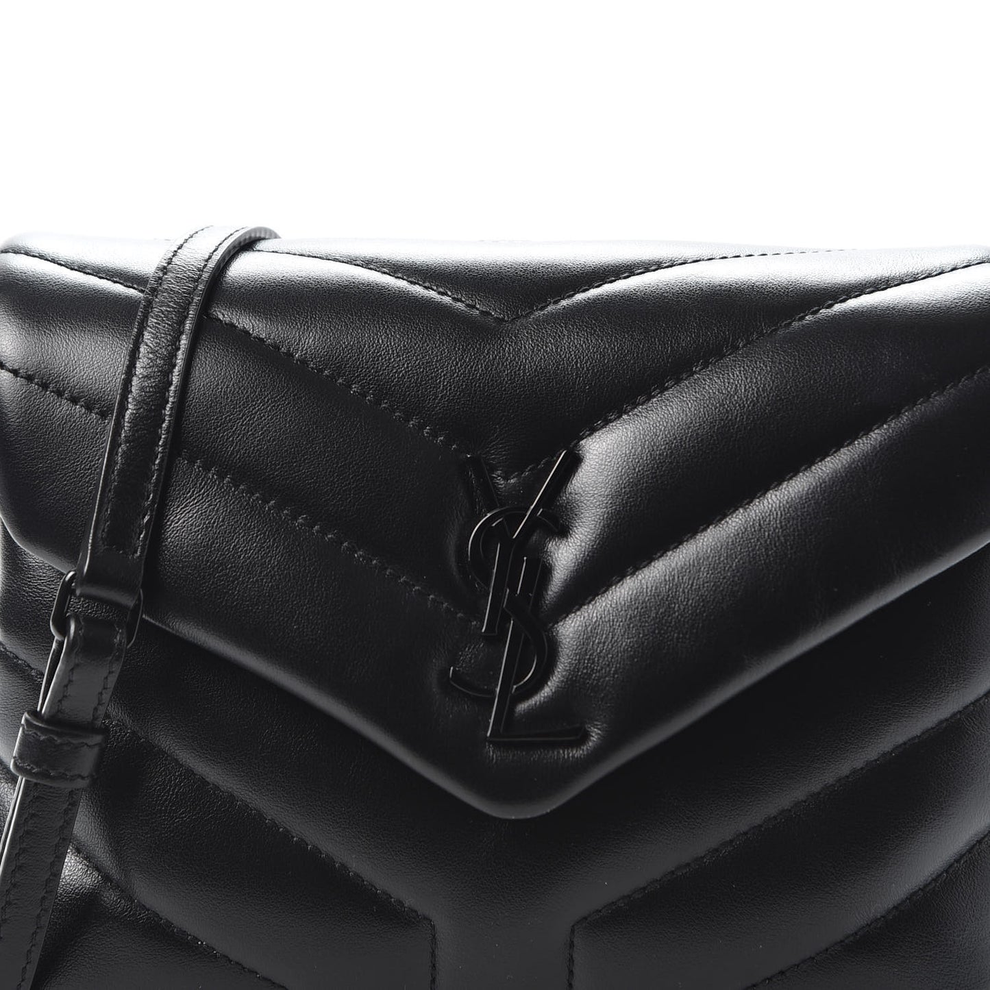 Calfskin Y Quilted Monogram Toy Loulou Crossbody Bag Black