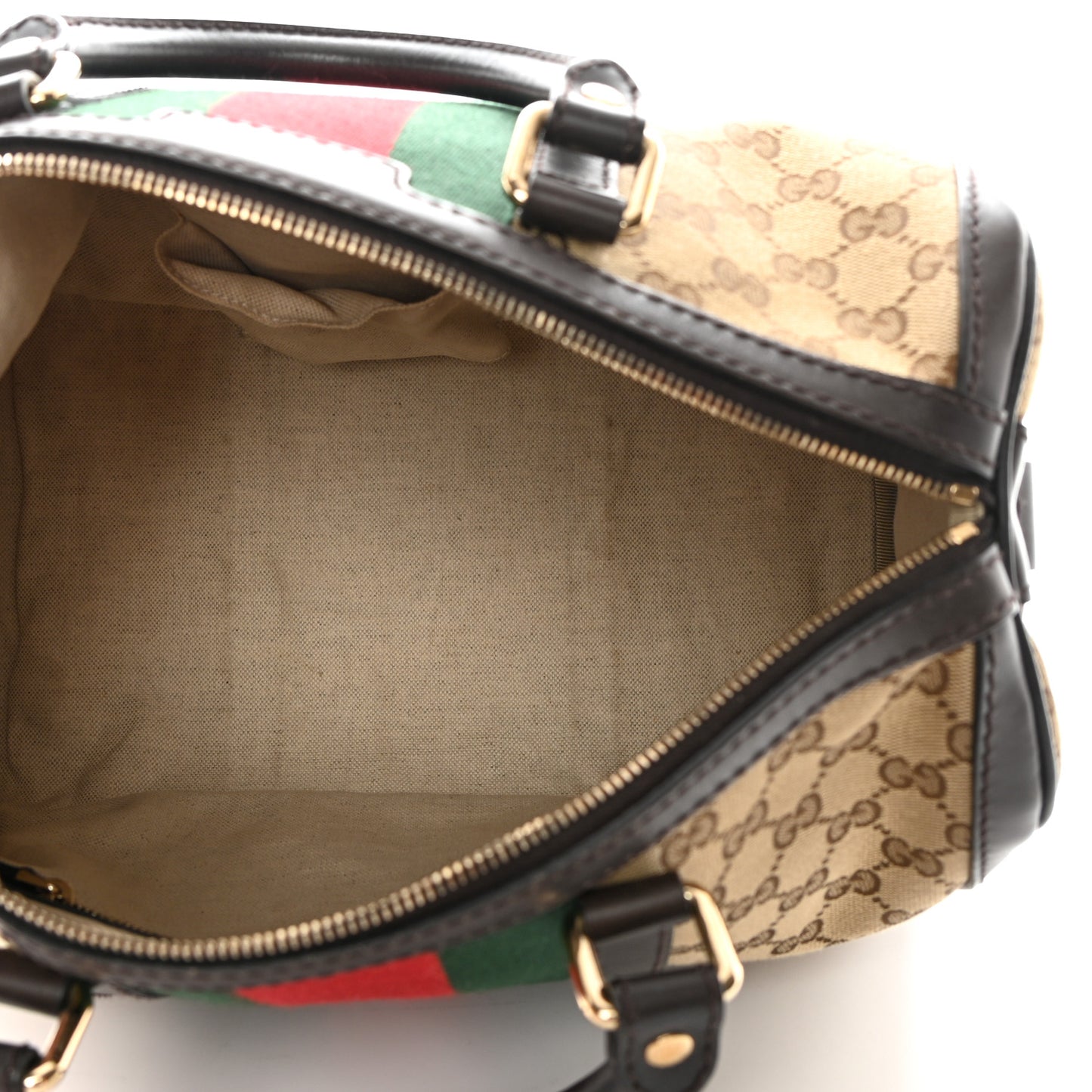 Monogram Selleria Calfskin Vintage Web Medium Boston Beige Ebony Cocoa
