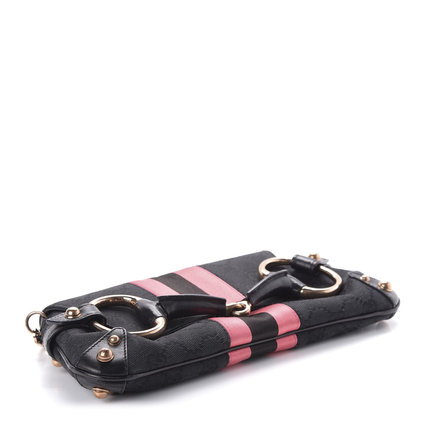 Monogram Horsebit Web Clutch Black