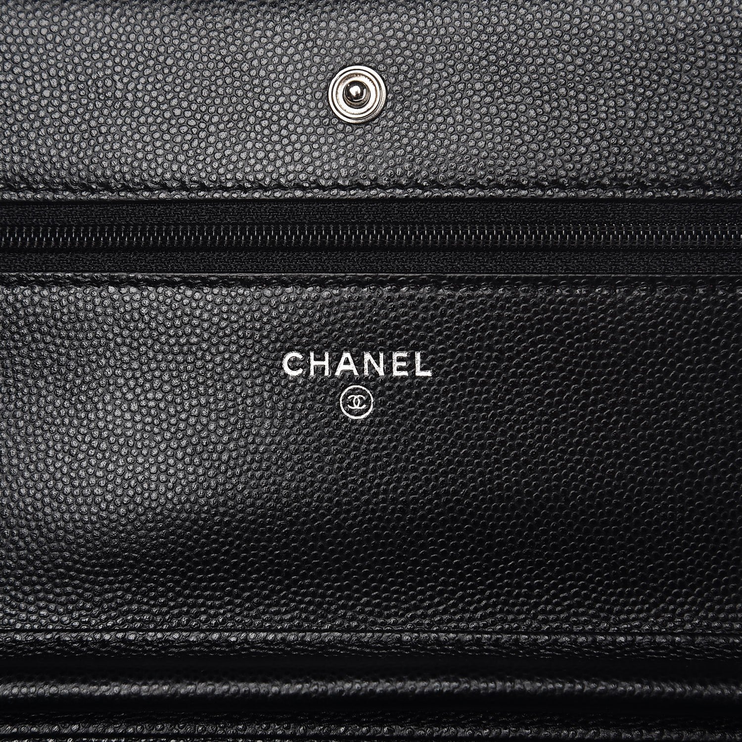 Chanel Caviar Chevron Quilted Wallet On Chain WOC Black 6 of 9
