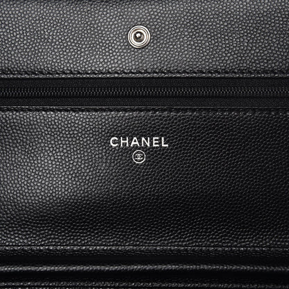 Chanel Caviar Chevron Quilted Wallet On Chain WOC Black 6 of 9
