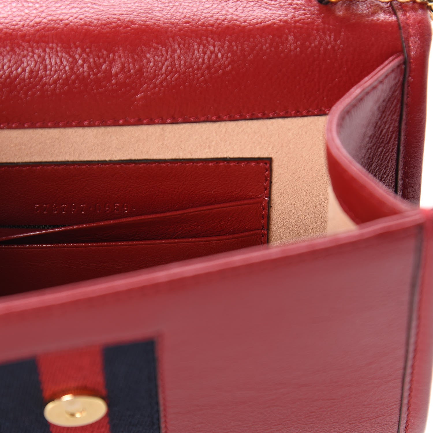 Gucci Textured Calfskin Web Mini Rajah Slim Flap Shoulder Bag Romantic Cherry 9 of 10