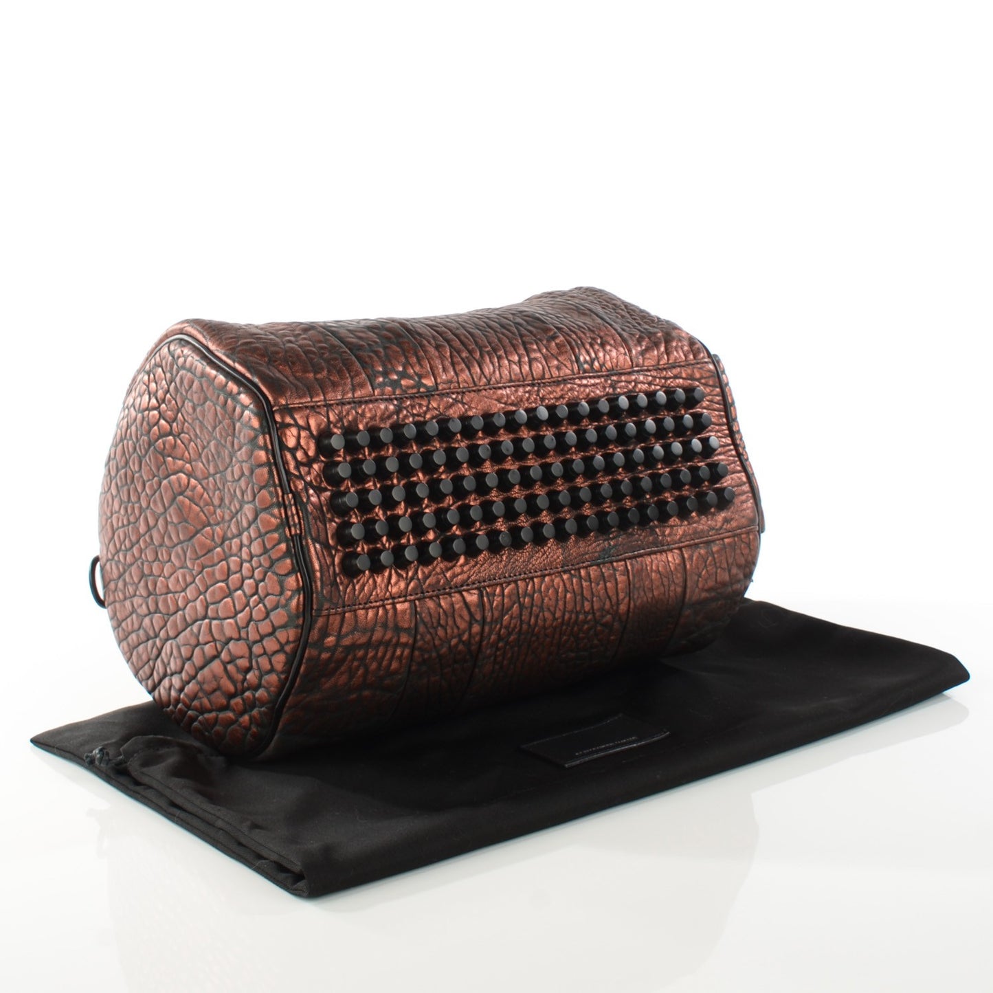 Metallic Pebbled Lambskin Rocco Bronze Black Hardware