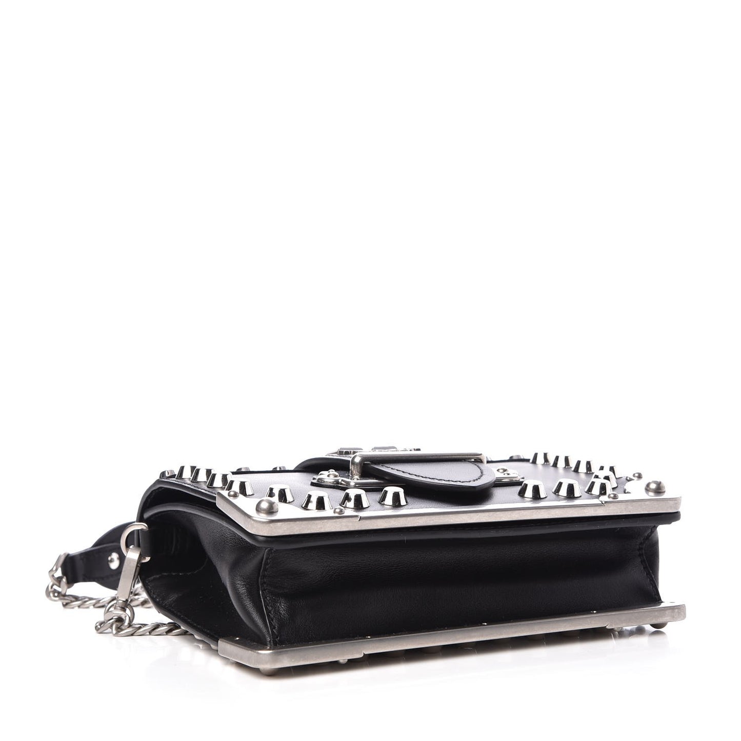 City Calf Saffiano Studded Small Cahier Bag Black