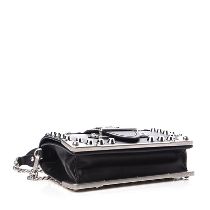 Prada City Calf Saffiano Studded Small Cahier Bag Black 4 of 6