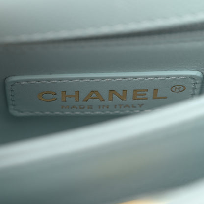 Chanel Caviar Quilted Extra Mini Coco Handle Flap Light Blue 6 of 10