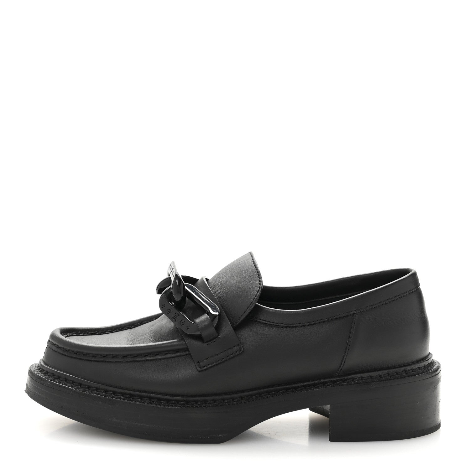 Louis Vuitton Calfskin Oversized Chain Academy Loafers 37 Black 1 of 9