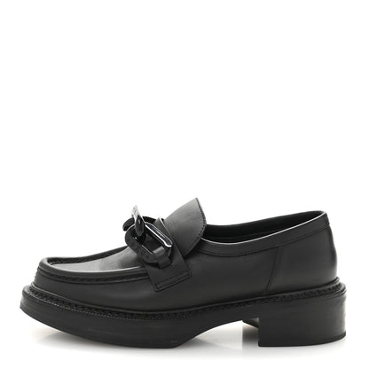 Louis Vuitton Calfskin Oversized Chain Academy Loafers 37 Black 1 of 9