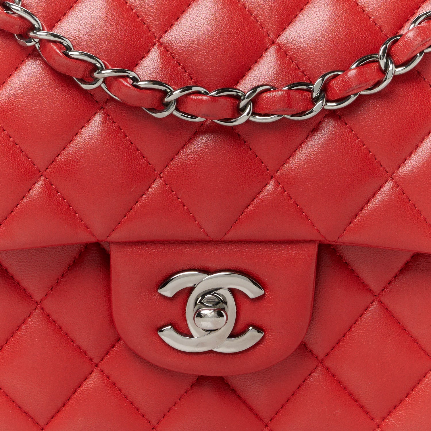 Chanel Lambskin Quilted Medium Double Flap Red 9 of 13