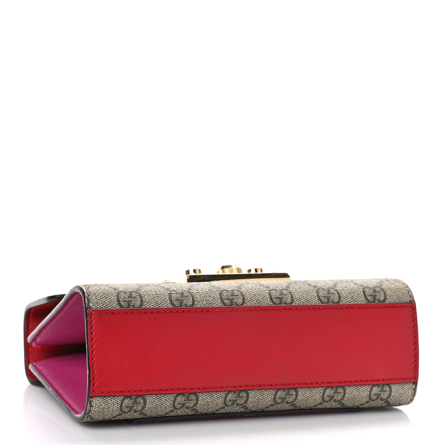 Gucci GG Supreme Monogram Calfskin Small Padlock Shoulder Bag Beige Hibiscus Red New Rosette 4 of 12