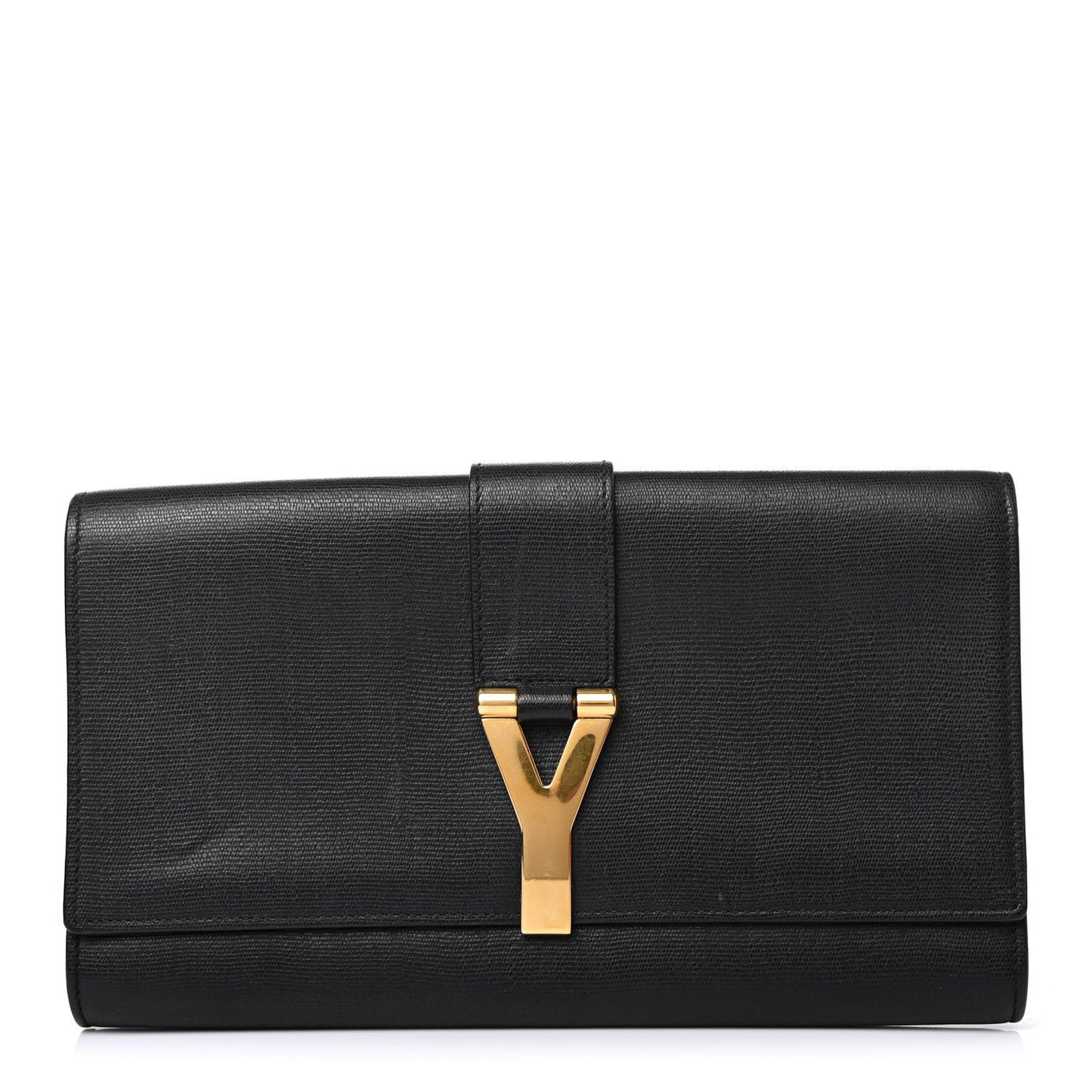 Textured Calfskin Y Ligne Clutch Black