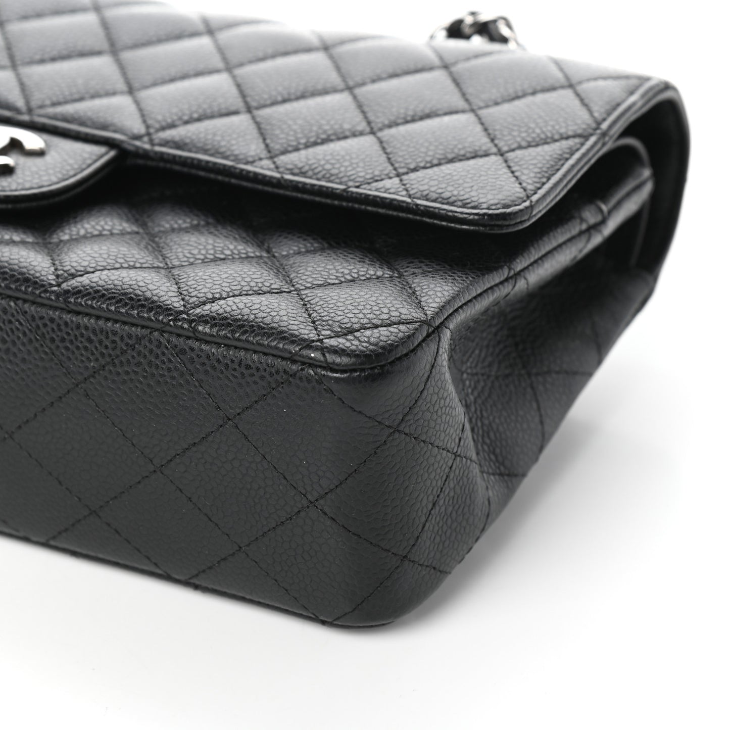 Caviar Quilted Medium Double Flap Black