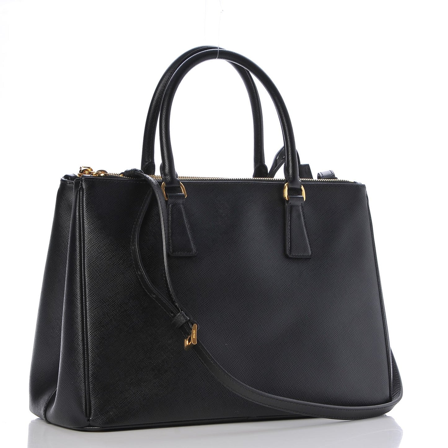 Saffiano Medium Galleria Double Zip Tote Black