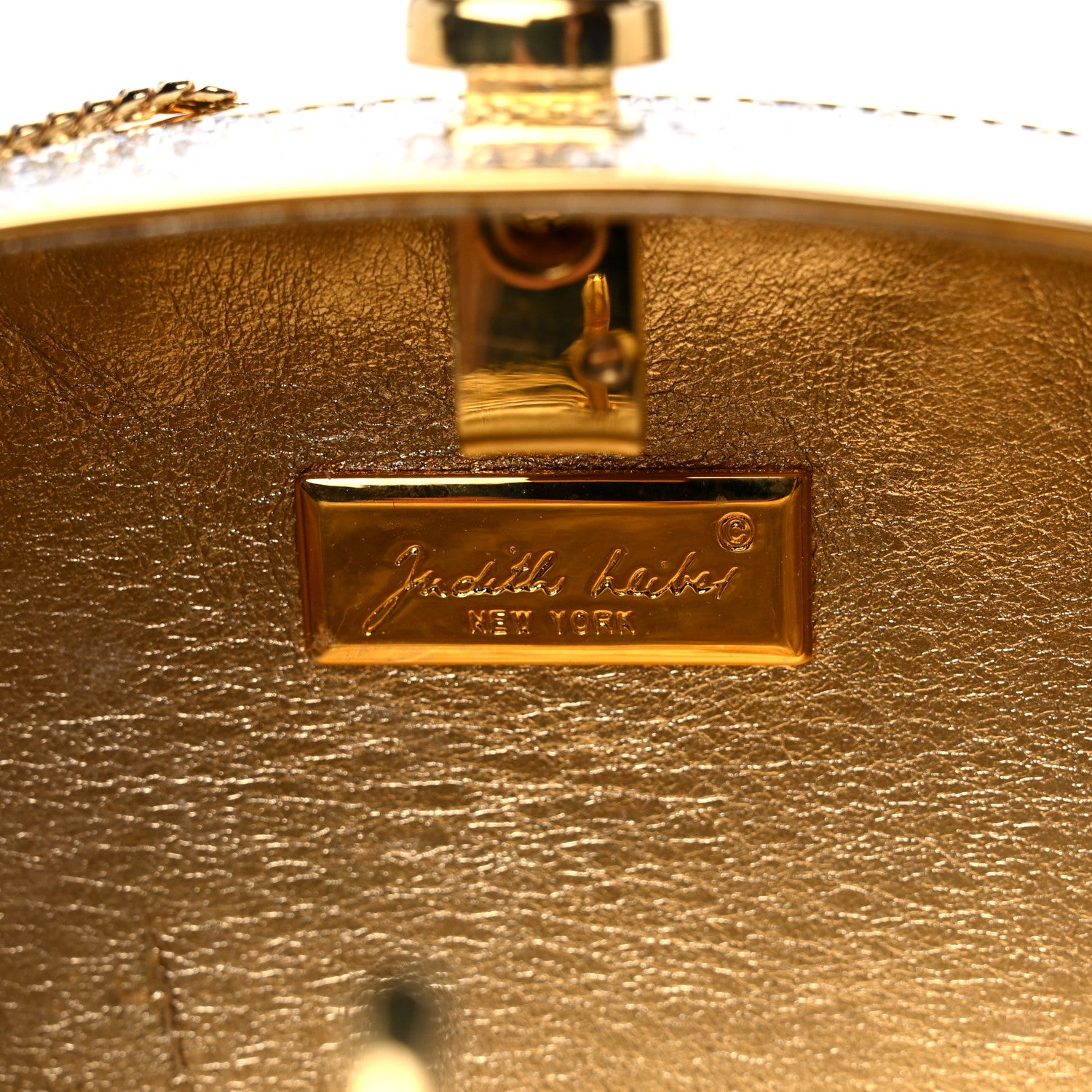 Judith Leiber Swarovski Crystal Minaudiere Clutch Gold Black Silver 7 of 10