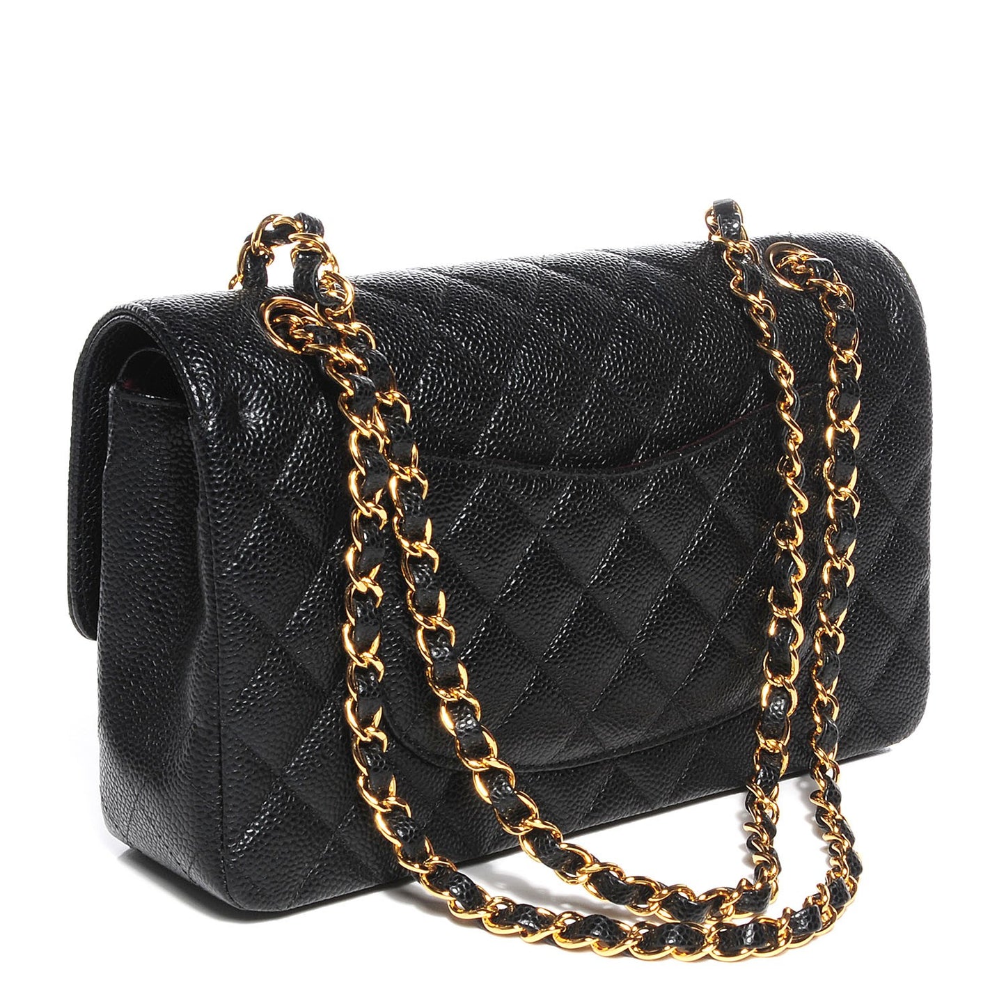 Caviar Quilted Medium Double Flap Black