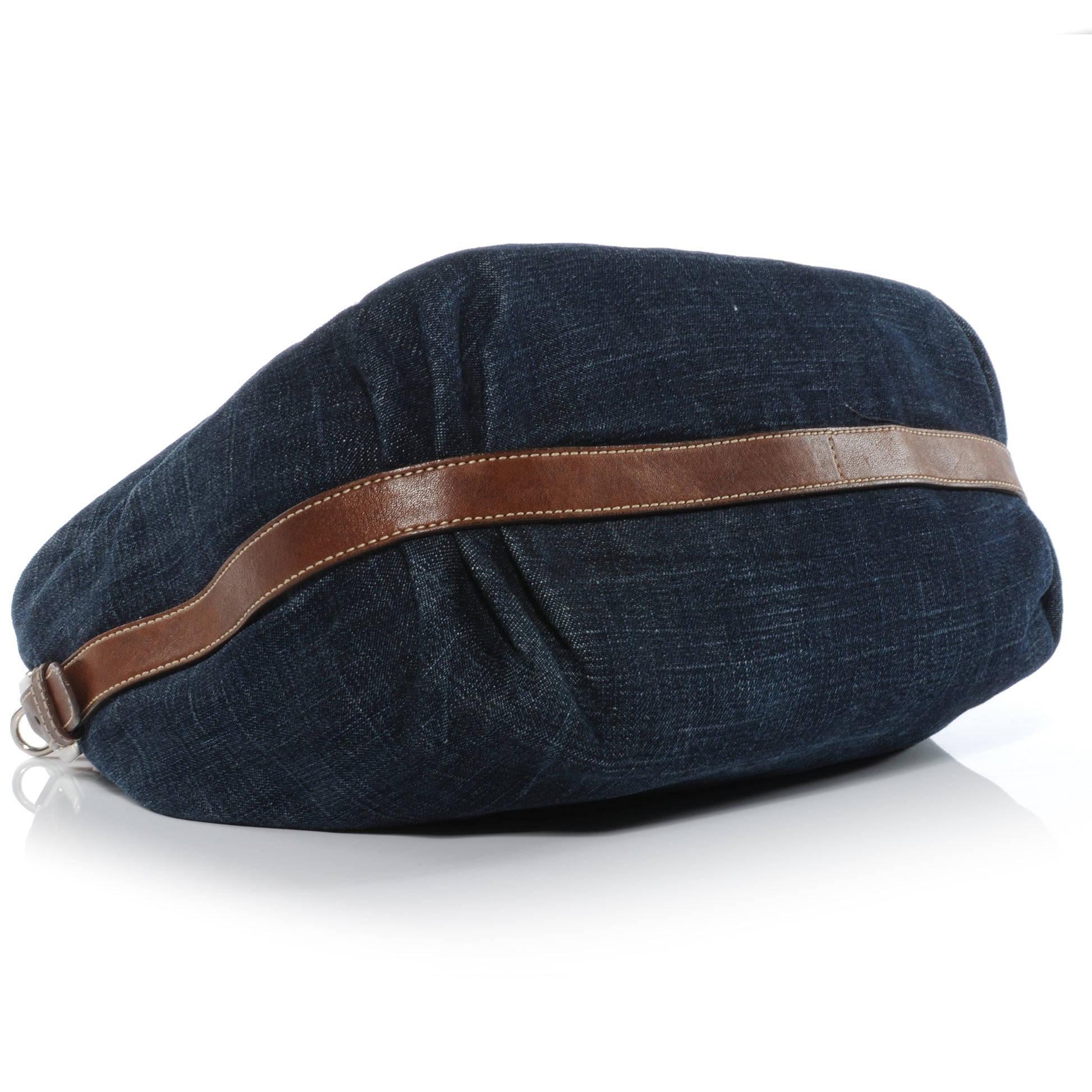 Prada Washed Denim Logo Hobo 4 of 8