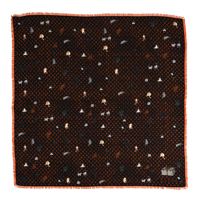 Louis Vuitton Wool Silk Catogram Shawl Brown Orange 1 of 4