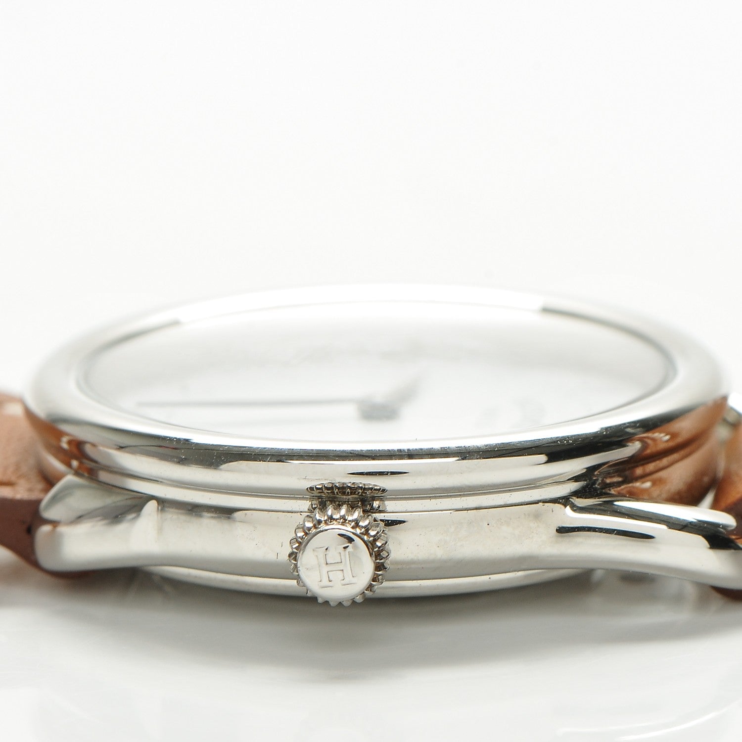 Hermes Stainless Steel Barenia 28mm Arceau Quartz Watch Fauve 8 of 8
