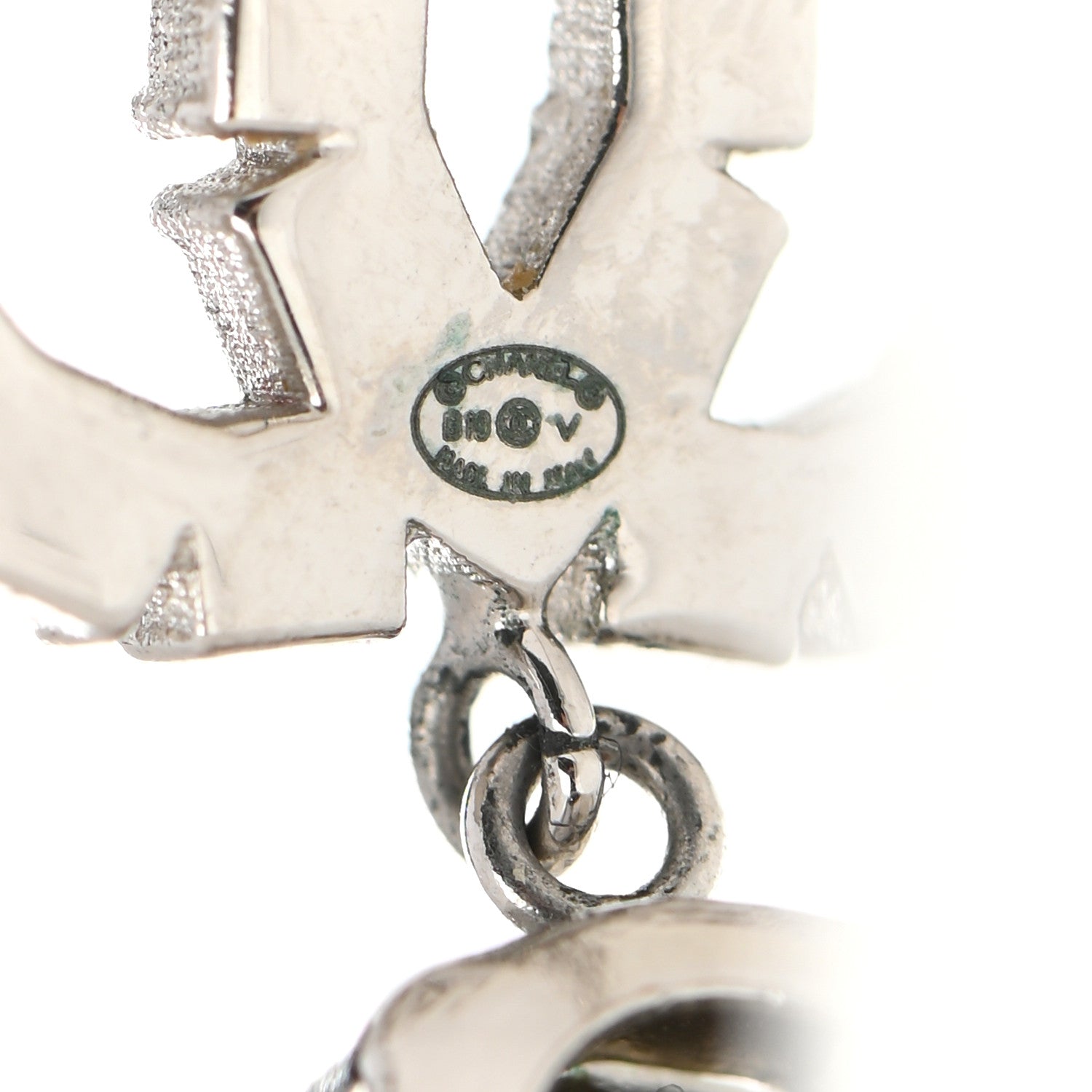 Chanel Crystal CC Drop Earrings Silver 4 of 5