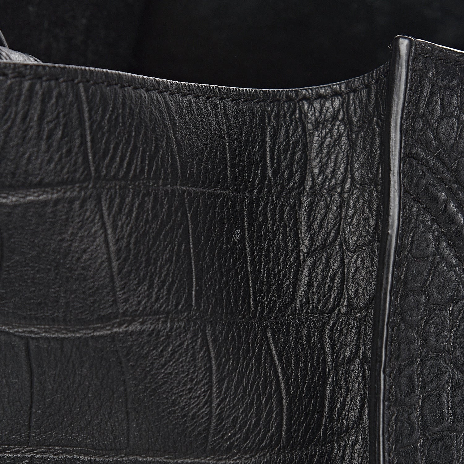 Celine Crocodile Embossed Calfskin Medium Phantom Luggage Black 12 of 17