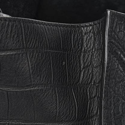 Celine Crocodile Embossed Calfskin Medium Phantom Luggage Black 12 of 17
