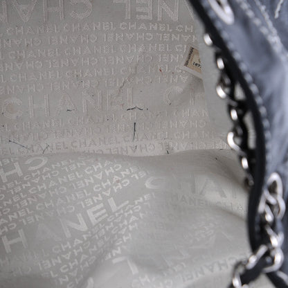 Chanel Lambskin Contrast Stitch Large Drawstring Tote Black 10 of 10