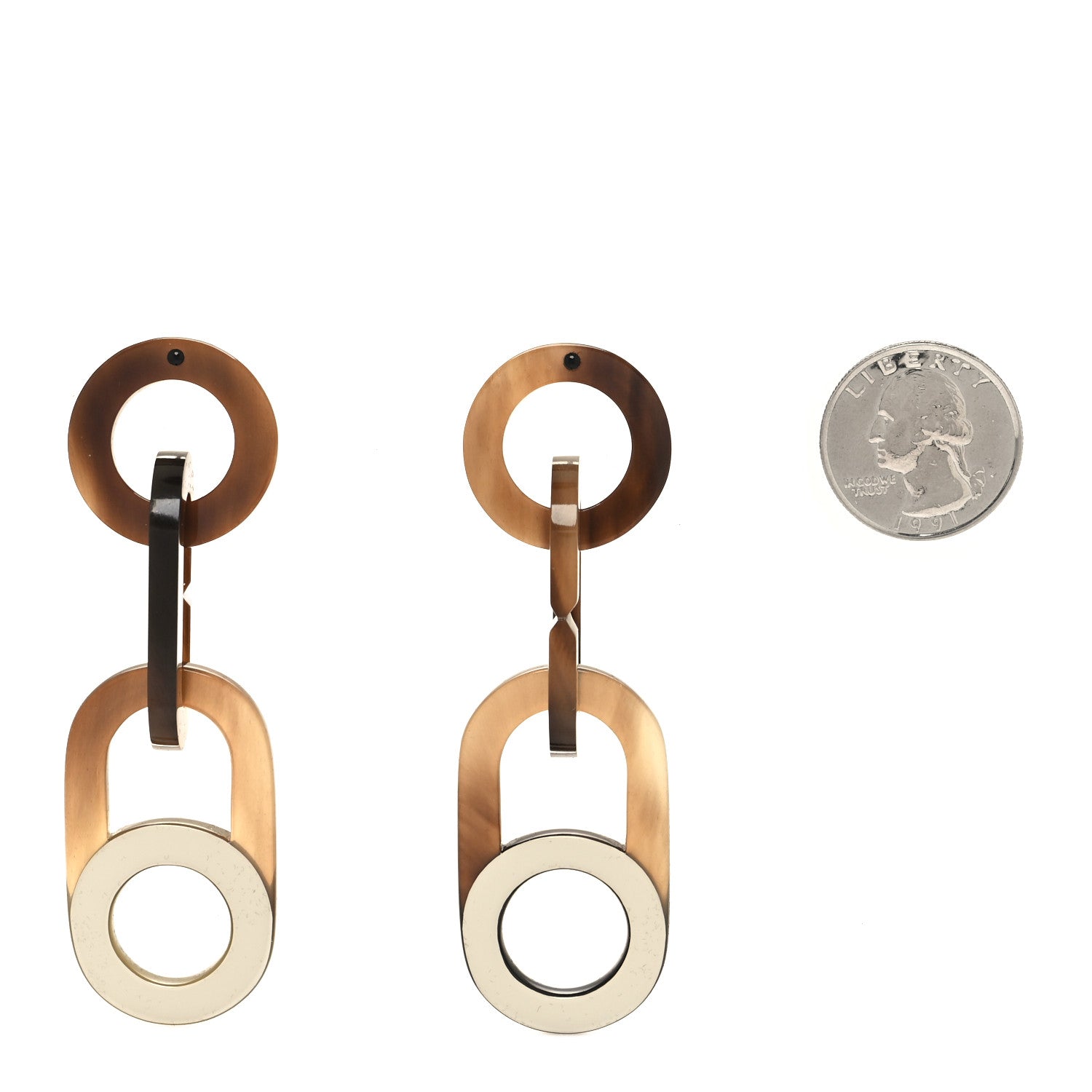 Hermes Buffalo Horn Palladium Large Variation Earrings Multicolor 2 of 6