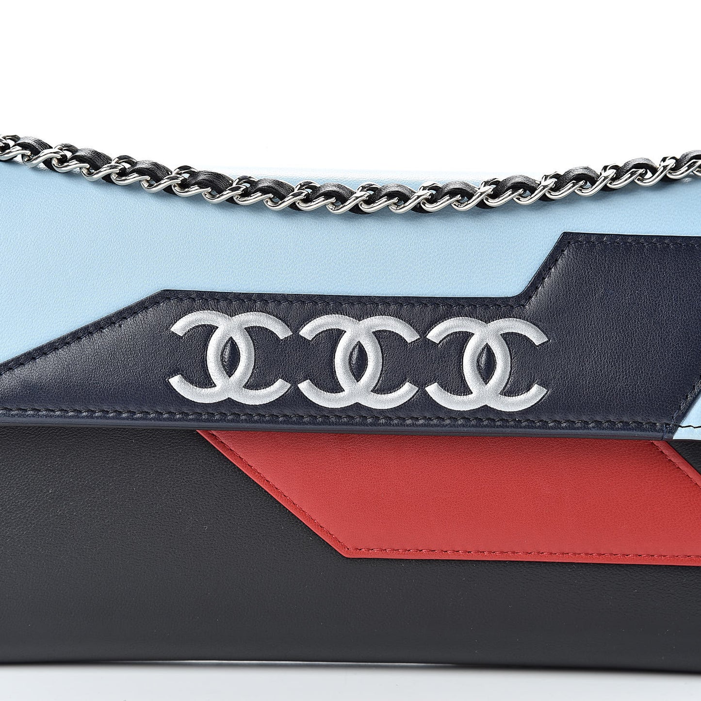 Lambskin Airlines Wallet On Chain WOC Blue Black Red