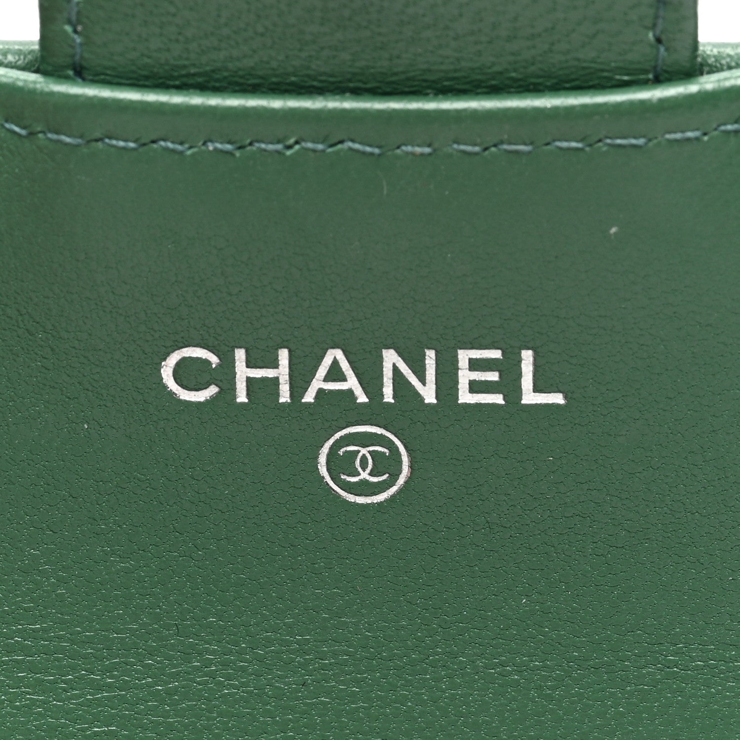 Chanel Lambskin Quilted Flap Card Holder Wallet Green 6 of 11
