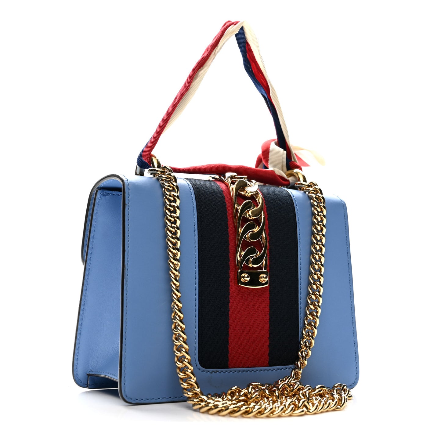 Calfskin Mini Sylvie Chain Shoulder Bag Clear Sky Blue