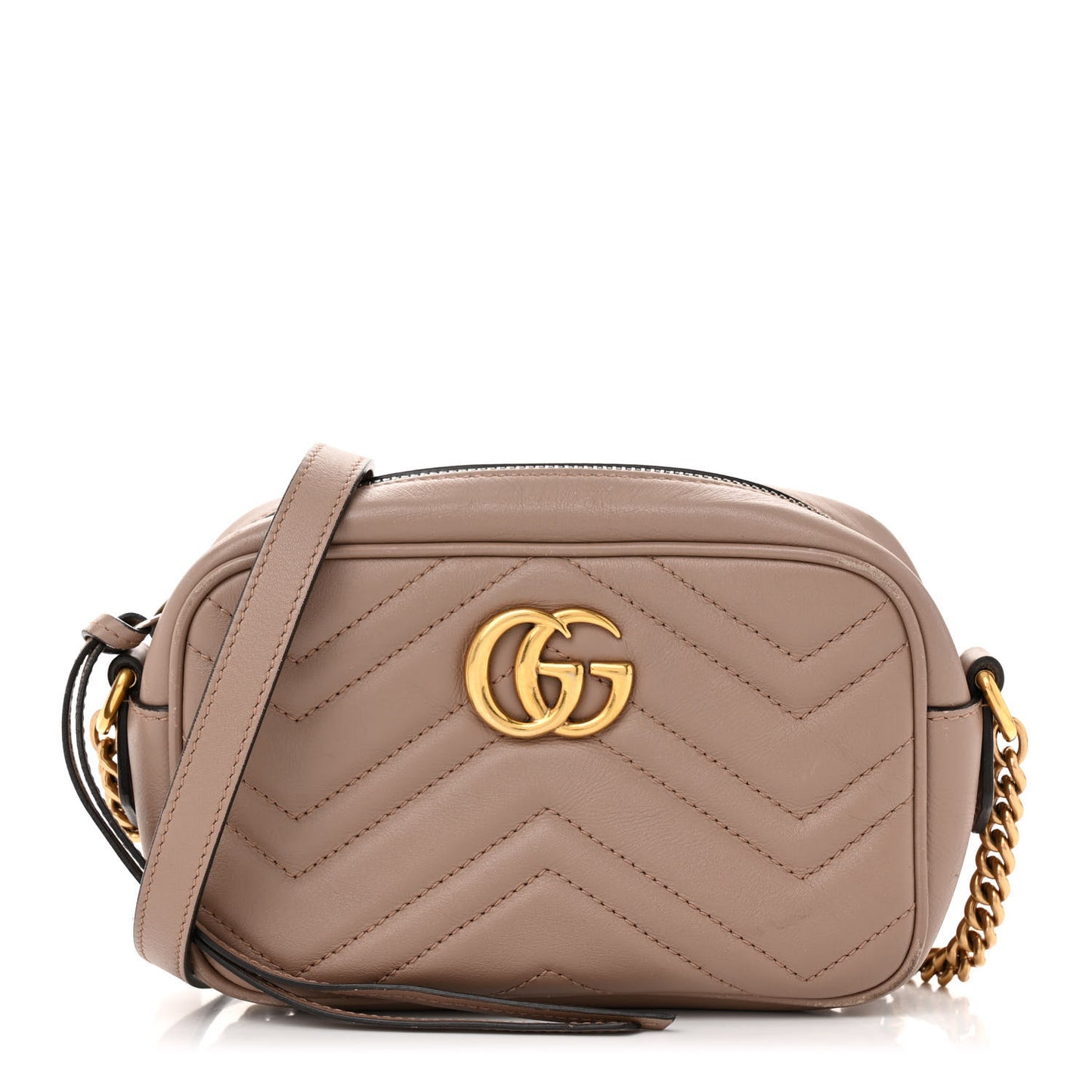 Calfskin Matelasse Mini GG Marmont Chain Shoulder Bag Porcelain Rose