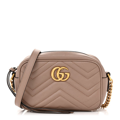 Gucci Calfskin Matelasse Mini GG Marmont Chain Shoulder Bag Porcelain Rose 1 of 15
