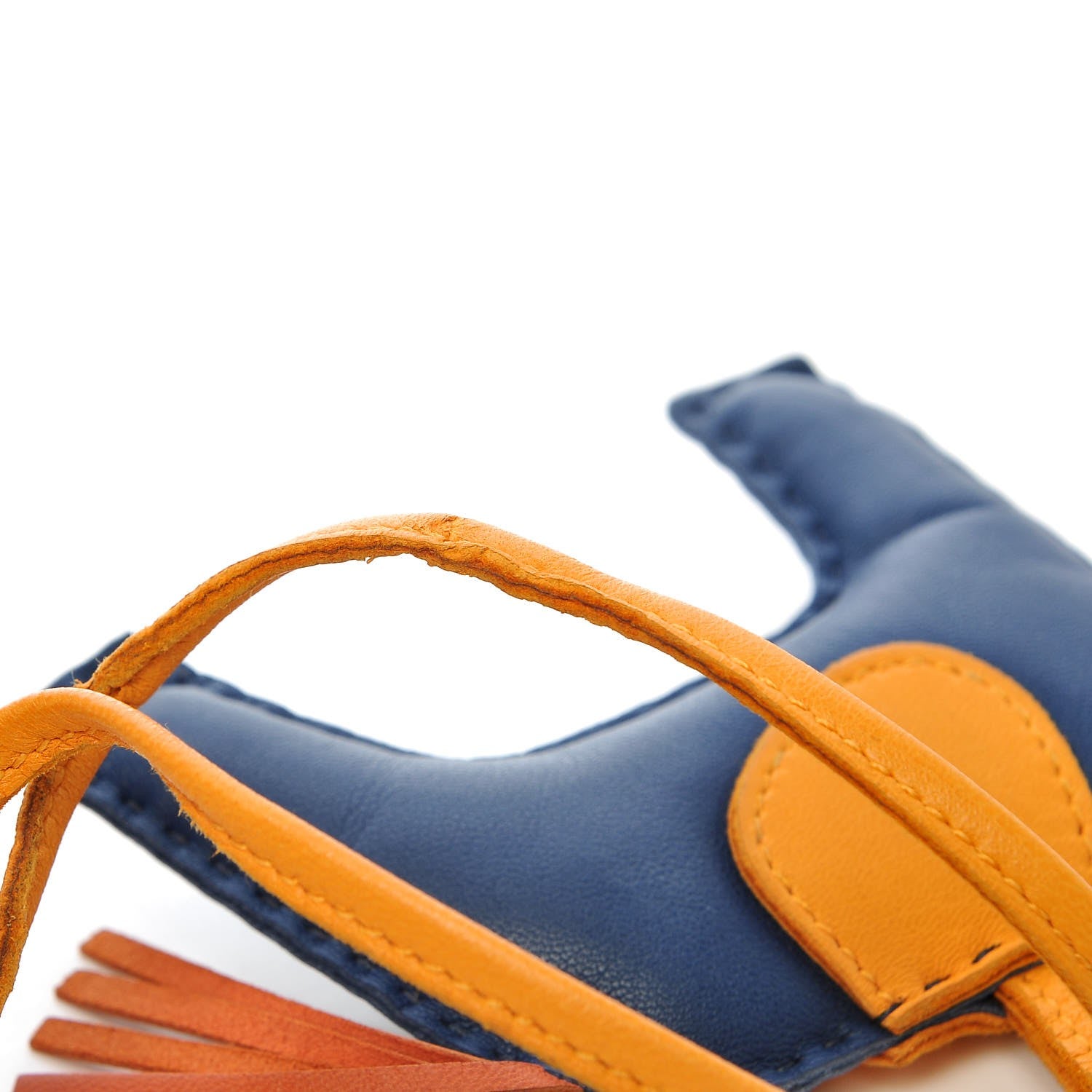Hermes Milo Lambskin Grigri Rodeo Horse Bag Charm MM Bleu Saphir Naturel Bouton D'Or 4 of 5
